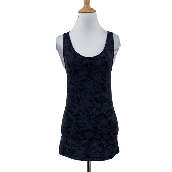 Athleta Textured Tank Top Womens S Small Navy Blue Scoop Neck Sleeveless Stretch - Picture 2 of 11